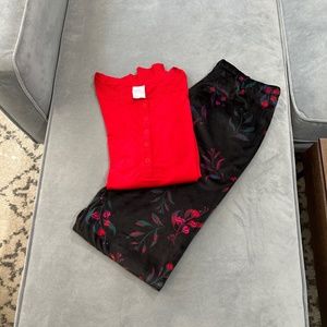 Stars above pajama set red top with velvet bottoms